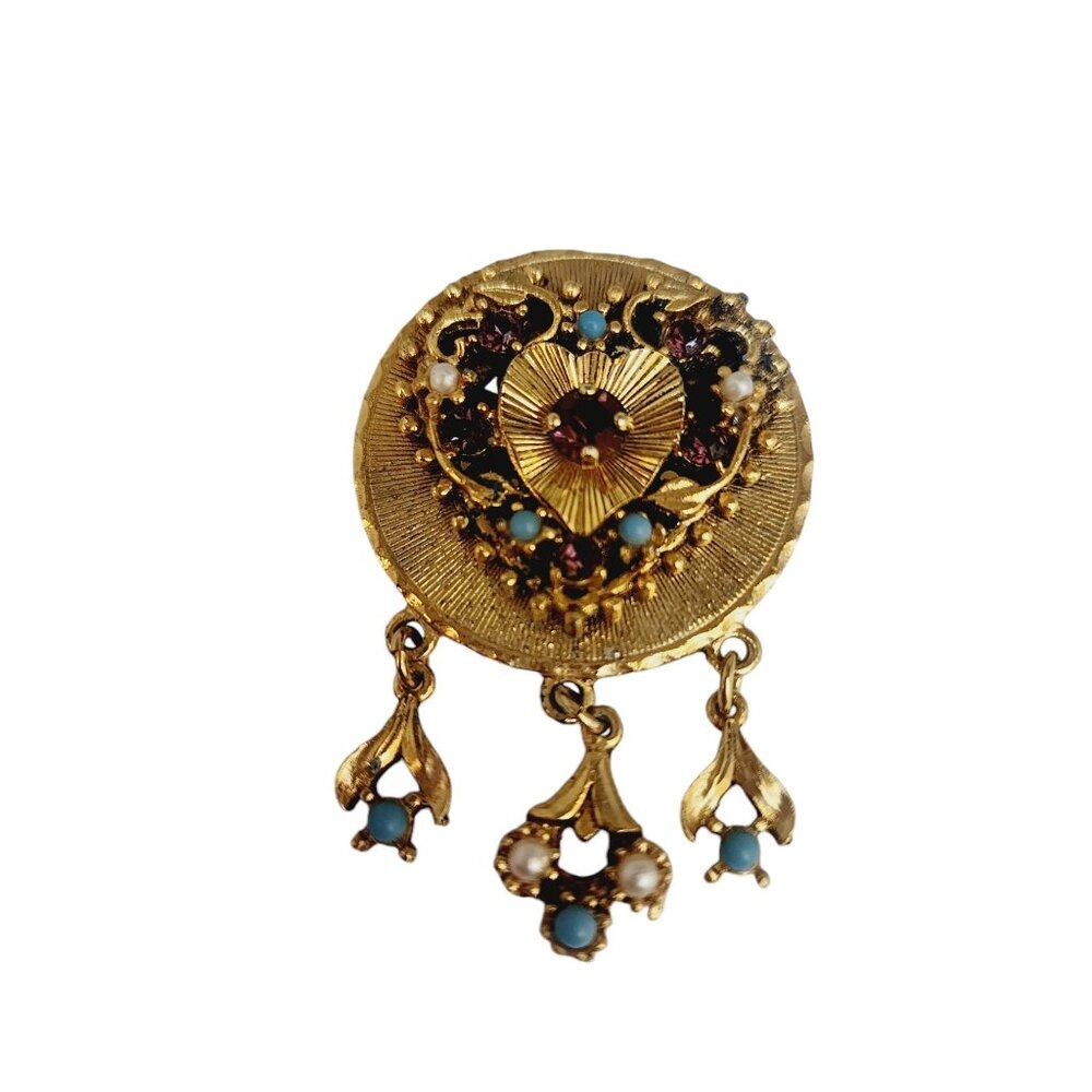 Vintage Unsigned Heavy Dangle Brooch (A5575)